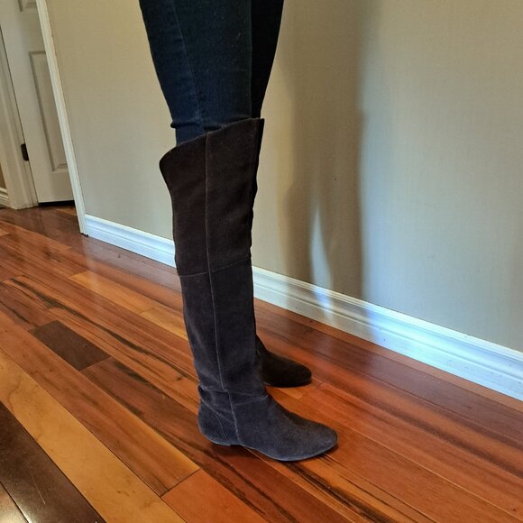 Beautiful! Dark Brown Genuine Real Suede Over knee boots or wear it slouchy! 6.5 - Picture 2 of 6